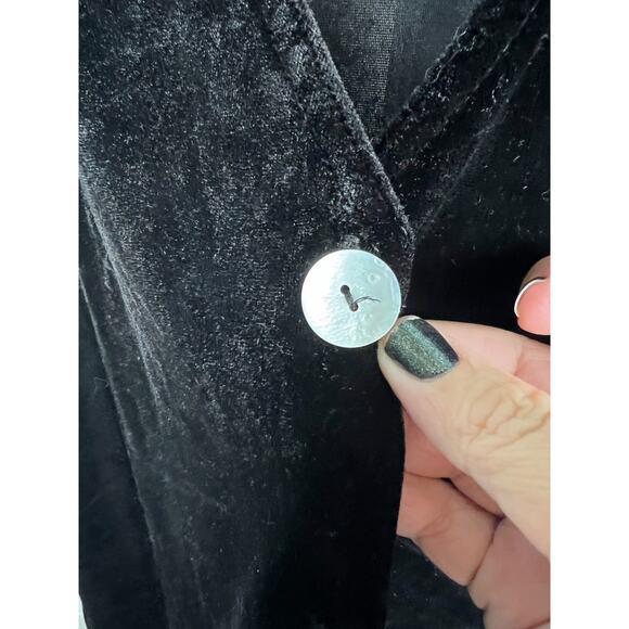 Impressions of California black crushed velvet longline vest shell buttons Small - Picture 3 of 8